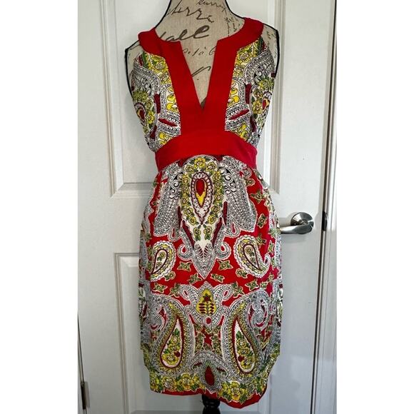 Tibi New York Sz 8 paisley Silk Dress Bright Colors Preppy Designer Resort Party - Picture 1 of 16